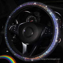 Diamond leather steering wheel cover